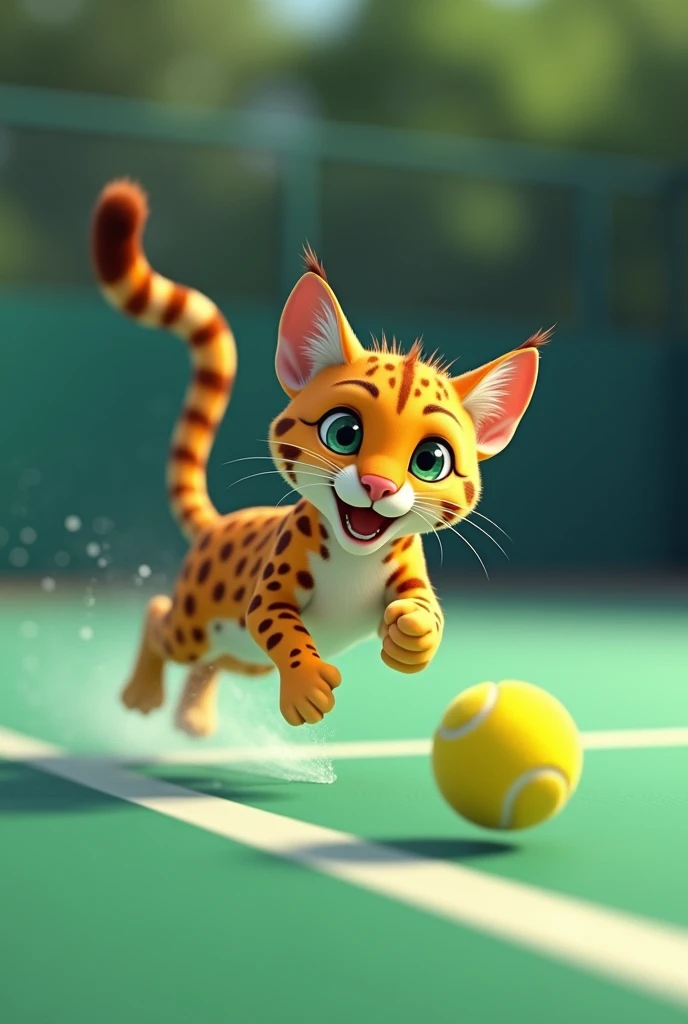 Make an animated ocelot playing Padel