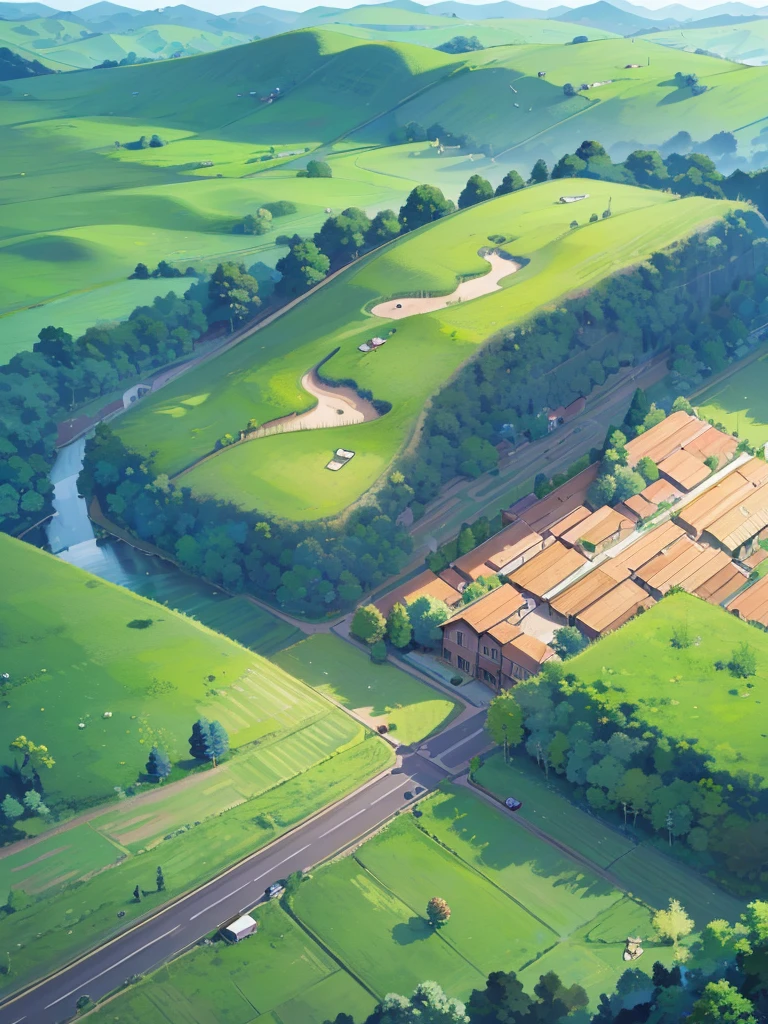 A scenic road winding through a lush, verdant valley, picturesque countryside landscape, detailed scenic vista, beautiful rolling hills and valleys, lush rural landscape, stunning wallpaper quality scenery, exquisite landscape painting, idyllic summer countryside, masterpiece landscape illustration, (best quality,8k,highres,masterpiece:1.2),ultra-detailed,(realistic,photorealistic,photo-realistic:1.37),HDR,UHD,studio lighting,extreme detail description,professional,vivid colors,landscape