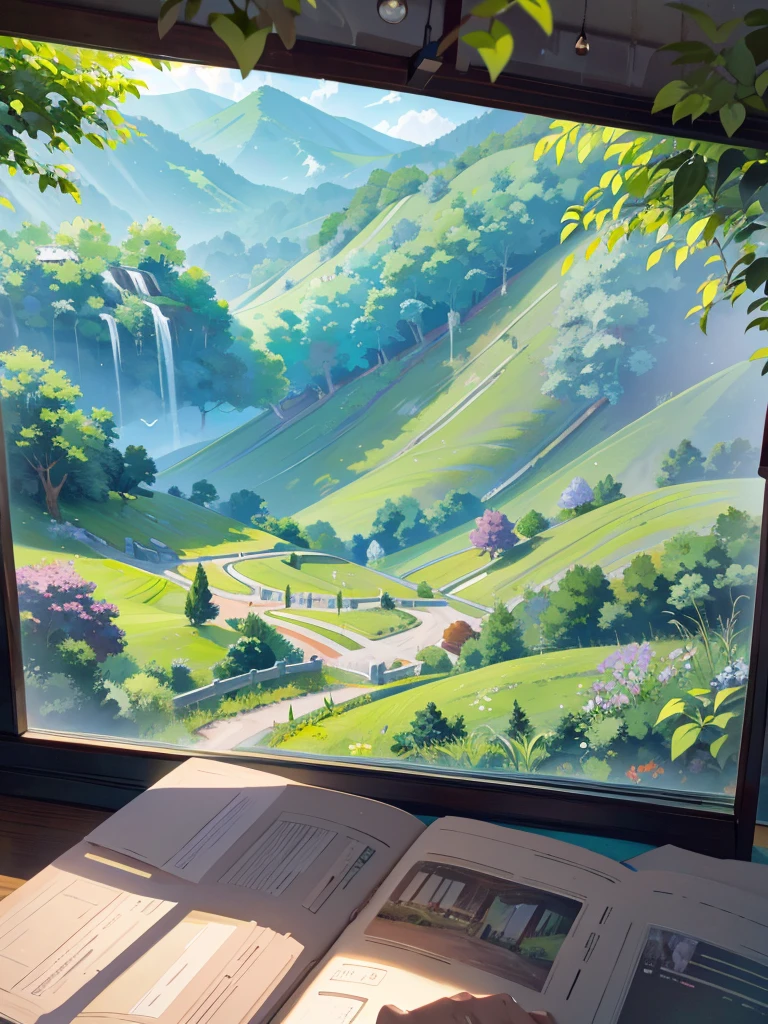 A scenic road winding through a lush, verdant valley, picturesque countryside landscape, detailed scenic vista, beautiful rolling hills and valleys, lush rural landscape, stunning wallpaper quality scenery, exquisite landscape painting, idyllic summer countryside, masterpiece landscape illustration, (best quality,8k,highres,masterpiece:1.2),ultra-detailed,(realistic,photorealistic,photo-realistic:1.37),HDR,UHD,studio lighting,extreme detail description,professional,vivid colors,landscape
