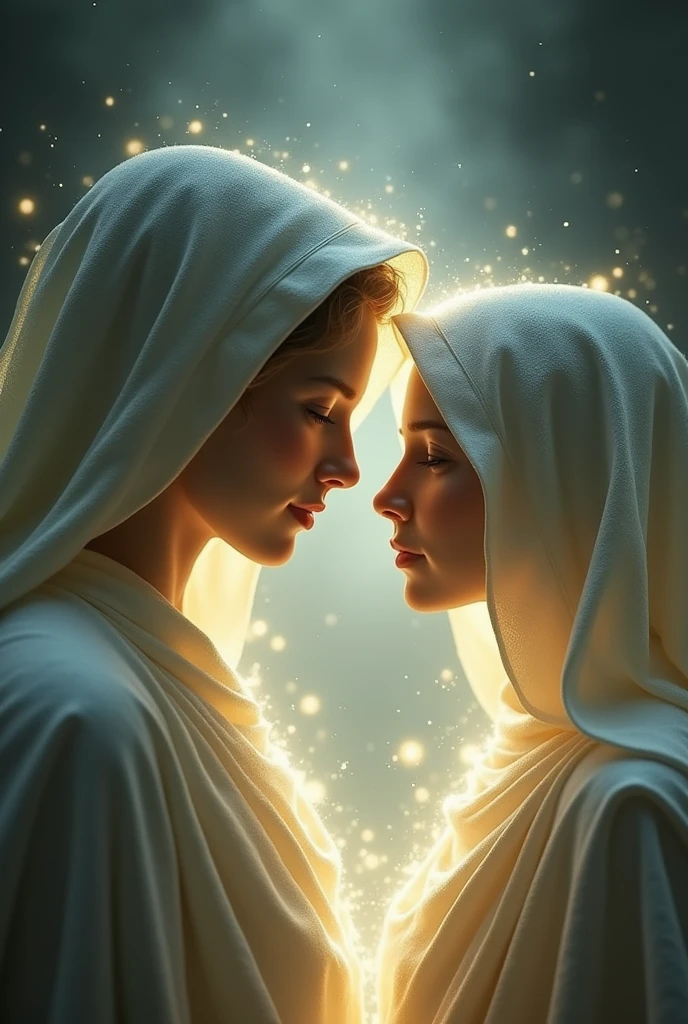The shape and the light of archangel gabriel in the eye of virgin mary