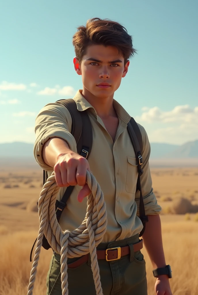 Un jeune homme qui a une corde dans sa main