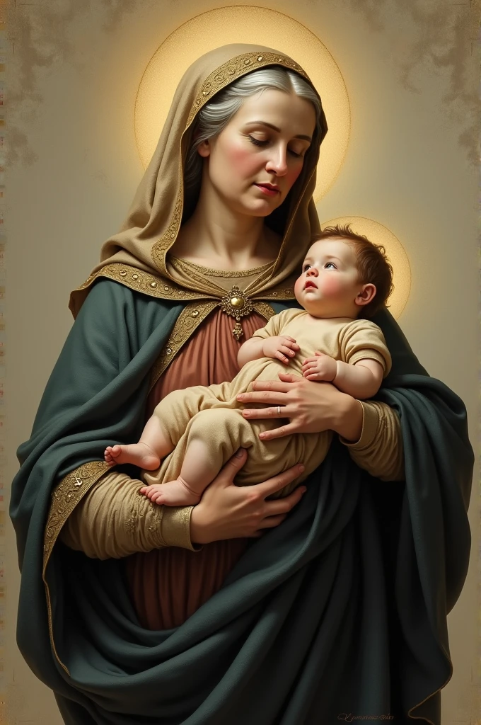 Old virgin mary with jesus