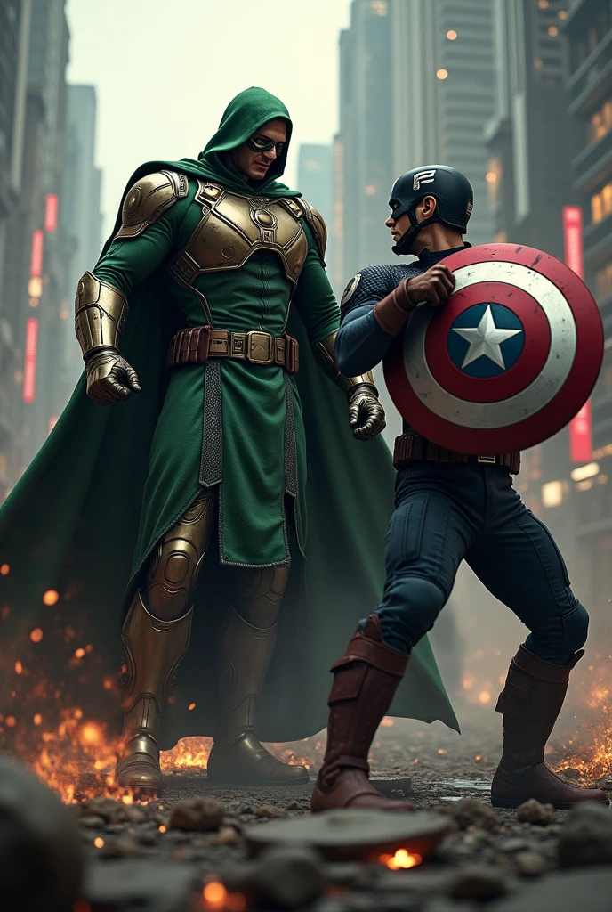 Rdj as dr doom fighting captain America