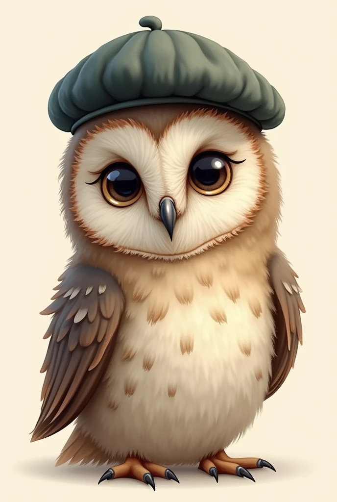 Owl wearing a beret on its head