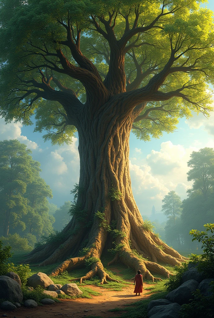 A tree with strong roots, while the branches reaching toward the sun represent strengths