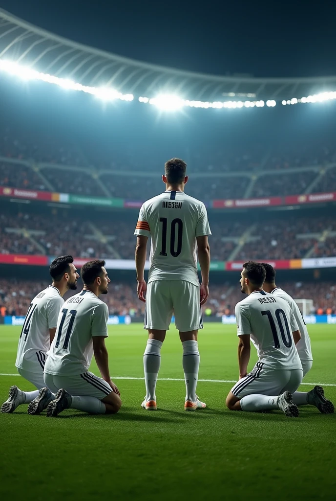 Photo of Real Madrid players at Messi&#39;s feet Barcelona 