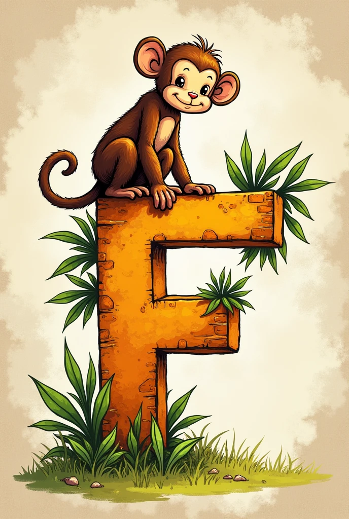 Decorate letter F with monkey