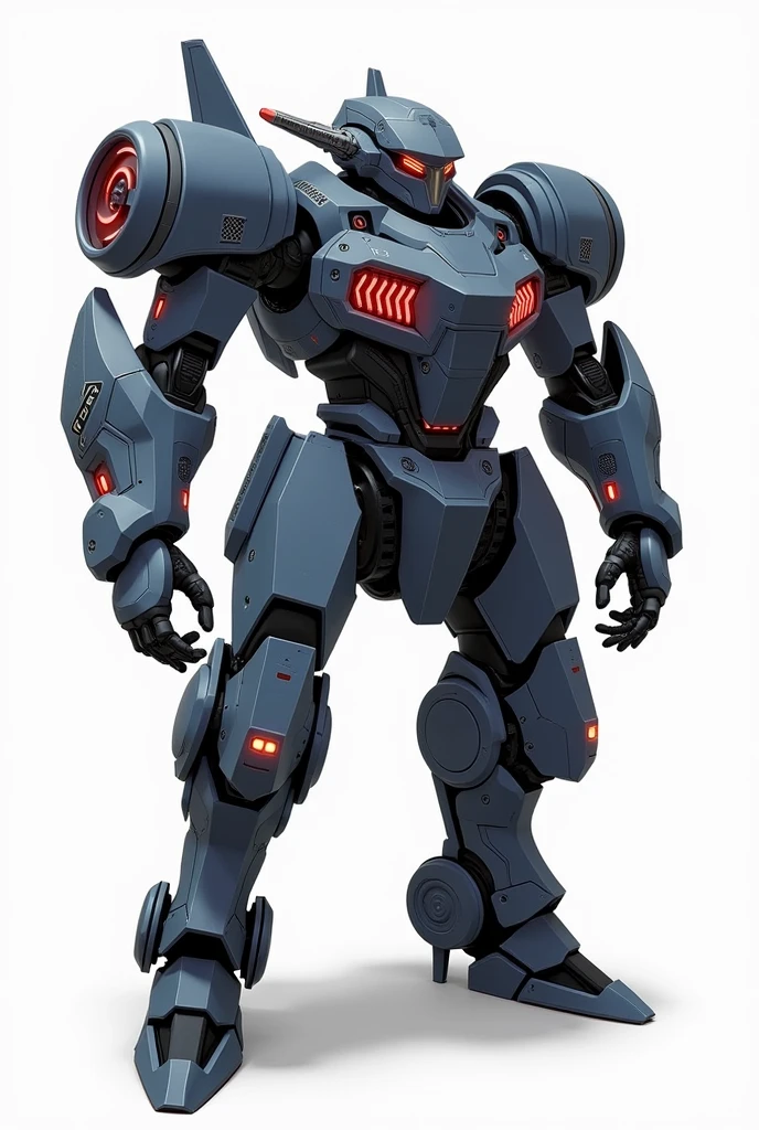 Primary Colors: Deep metallic blue and gunmetal gray, with glowing crimson accents.
Design Features:
Head: Equipped with a high-resolution sensor array and a retractable visor for targeting. It has a sleek, angular design with built-in communication antennas and a holographic projector.
Torso: The core is reinforced with energy-absorbing armor and contains a powerful reactor that provides immense strength and stability. It features an integrated shield generator for deflecting incoming attacks.
Arms: Each arm has interchangeable weapon modules, including plasma cannons, railguns, and energy blades. The forearms are reinforced with hydraulic actuators for enhanced punching power and precision.
Legs: Designed for high mobility with hydraulic joints and thrusters for short bursts of flight. The legs are equipped with heavy-duty treads and shock absorbers for stability on rough terrain.
Back: Houses a set of deployable wings and thrusters for high-speed aerial maneuvers. It also has storage compartments for additional weapons and supplies.
Weapons: Includes a shoulder-mounted missile launcher, a retractable energy sword, and deployable drone units for reconnaissance and support.
Special Features: Advanced AI system for tactical analysis and combat support. It also has an emergency escape pod and a repair drone for field maintenance.