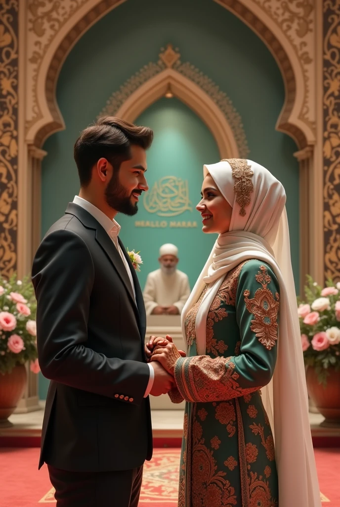 A Muslim bride and groom consent for nikah