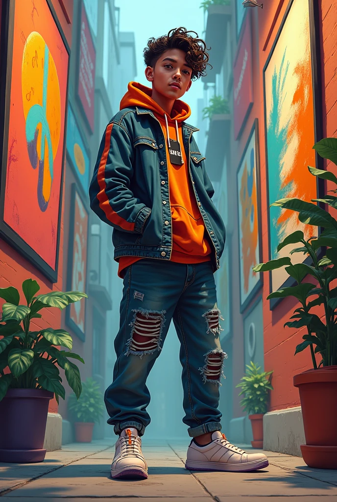 1s in a music school wearing urban clothing where they wear abstract drawings