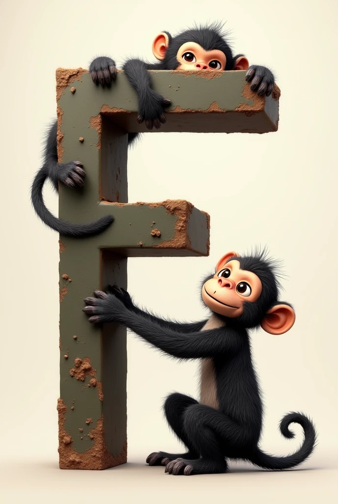 Decorate letter F with realistic monkey