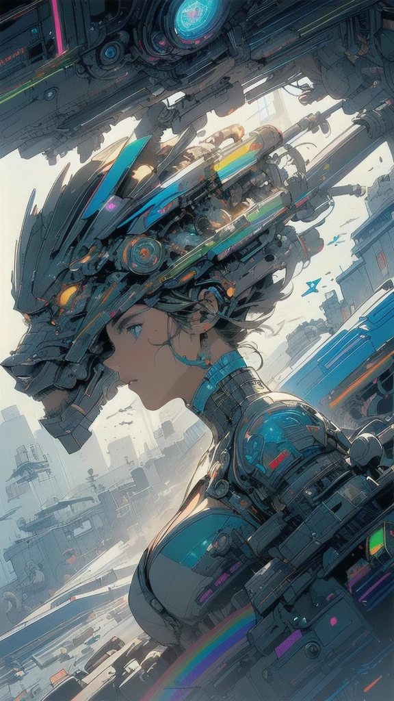 (((masterpiece, highest quality))),(((solo:1.2))),(((1girl:1.2))),32k wallpaper, very detailed, poster, vintage science fiction,(((((geometric cinematic movie poster))))), ((((bauhaus)))),(((abstract))),((((mid century modern)))),(((((portfolio))))),(((((Close-up))))),(((((bust up))))),((((more various angle)))),(((highlight))),(((complete. detailed face))),(((Extremely talented))),(((most complecated machine))),(((Overall colorfully))),((((((Absolutely simple background)))))),(((((detailed futuristic machine))))),(((Cleavage))),(((marvel super heroes))),(((rainbow color scheme))),(((Very detailed UI))),(((So many meters))),(((Perpetual Motion Machine)))