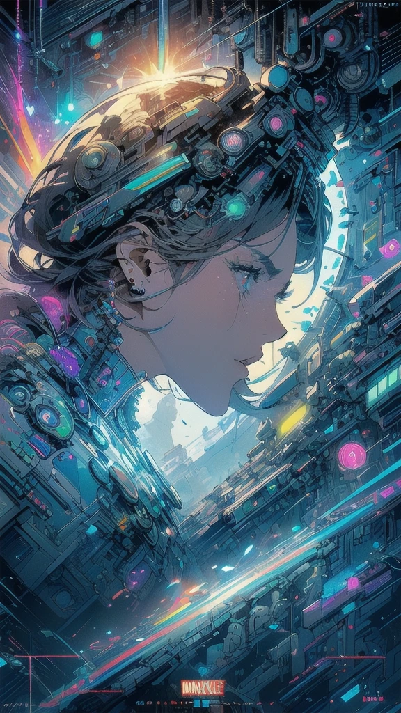 (((masterpiece, highest quality))),(((solo:1.2))),(((1girl:1.2))),32k wallpaper, very detailed, poster, vintage science fiction,(((((geometric cinematic movie poster))))), ((((bauhaus)))),(((abstract))),((((mid century modern)))),(((((portfolio))))),(((((Close-up))))),(((((bust up))))),((((more various angle)))),(((highlight))),(((complete. detailed face))),(((Extremely talented))),(((most complecated machine))),(((Overall colorfully))),((((((Absolutely simple background)))))),(((((detailed futuristic machine))))),(((Cleavage))),(((marvel super heroes))),(((rainbow color scheme))),(((Very detailed UI))),(((So many meters))),(((Perpetual Motion Machine)))