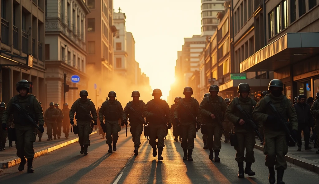 2024 Canberra city in chaos; soldiers marching in the streets