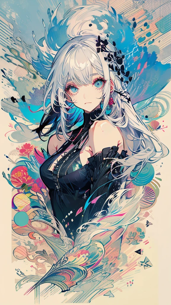 leaning back with hands out in the air,girl、high school girl、(masterpiece, highest quality, official art:1.2), (flat color:1.5),(colorful),looking at the viewer,1 girl,alone, white background, ,(2D:1.5) ,NSFW