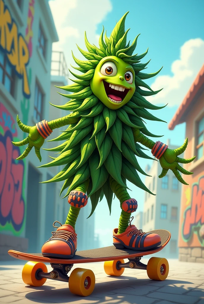 Cannabis qui fait du skate humour