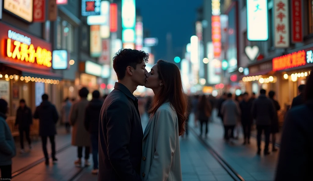 Tokyo city in chaos; couples kissing in the streets
