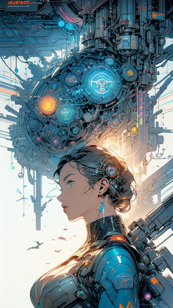(((masterpiece, highest quality))),(((solo:1.2))),(((1girl:1.2))),32k wallpaper, very detailed, poster, vintage science fiction,(((((geometric cinematic movie poster))))), ((((bauhaus)))),(((abstract))),((((mid century modern)))),(((((portfolio))))),(((((Close-up))))),(((((bust up))))),((((more various angle)))),(((highlight))),(((complete. detailed face))),(((Extremely talented))),(((most complecated machine))),(((Overall colorfully))),((((((Absolutely simple background)))))),(((((detailed futuristic machine))))),(((Cleavage))),(((marvel super heroes))),(((rainbow color scheme))),(((Very detailed UI))),(((So many meters))),(((Perpetual Motion Machine)))