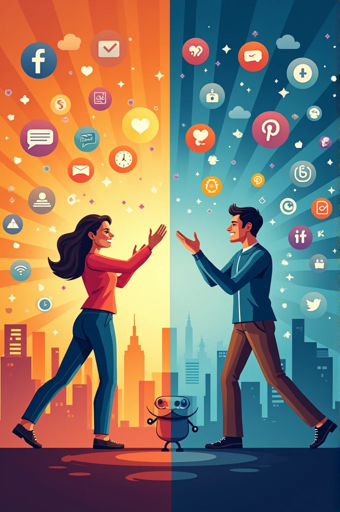 Left Side (Success): Show vibrant, positive imagery like a person with a large follower count, engaging with followers, or celebrating a milestone. Include icons like thumbs up or hearts.Right Side (Failure): Show a contrasting image, such as a person looking frustrated or disappointed, a low engagement post, or symbols like a down arrow or a broken link.Color Contrast:Success Side: Use bright colors like green or blue to signify positivity and achievement.Failure Side: Use muted or darker colors like gray or red to indicate setbacks or disappointment.Text Overlay:Place the title "Social Media Field: Success vs. Failure" prominently. Use a split design for the text, with one half in a vibrant color and the other in a muted color to match the success and failure sides.Visual Metaphors:Success: Include elements like charts with upward trends, high engagement metrics, or happy interactions.Failure: Use imagery of negative statistics, low engagement metrics, or sad emoticons.Engaging Layout:Use a diagonal or vertical split to divide the success and failure sides. Make sure each side is clearly defined to easily convey the contrast between success and failure in the social media context.Icons and Graphics:Success: Add icons such as stars, trophies, or positive graphs.Failure: Use icons like warning signs, downward arrows, or broken graphs.These elements will help create a compelling and visually informative thumbnail that effectively communicates the theme of your video.