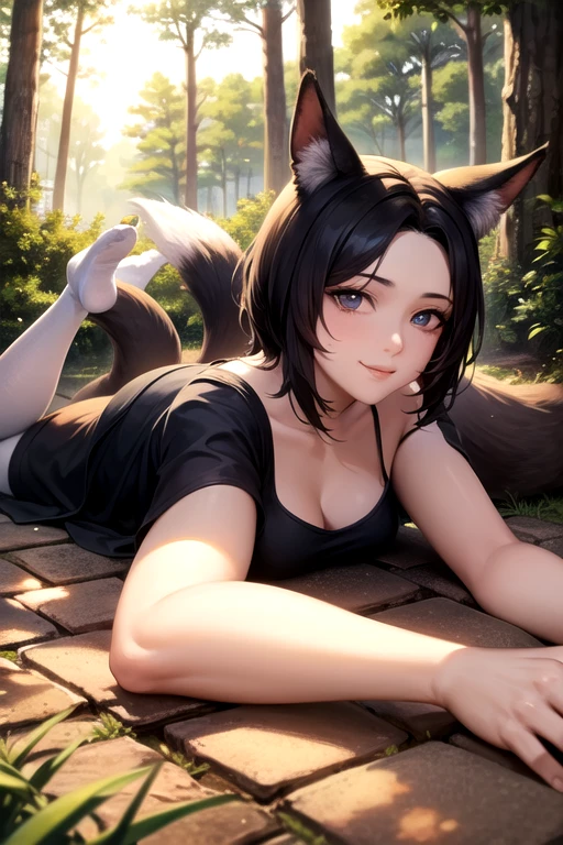 (nsfw:1.5), 1female，solo, yo，Slim，熟妇，medium cleavage breasts Thin waist，slenderlegs，Pornographic exposure， 独奏，kochou shinobu,multicolored hair,no bangs,hair intakes,purple eyes,forehead,black shirt,black pants,haori,butterfly,buttons,belt,(Garden:1.2),purple flower, looking at viewer,（Background with：ln the forest，the rainforest，in summer，sitting on the ground，Sweat profusely，drenched all over the body，seen from the front， hair straight， mostly cloudy sky，（（（tmasterpiece），（Very detailed CG unity 8K wallpaper），best qualtiy，cinmatic lighting，detailed back ground，beatiful detailed eyes，Bright pupils，（Very fine and beautiful），（Beautiful and detailed eye description），ultra - detailed，tmasterpiece，）），facing at camera，（Full body photo），Show shoes，A high resolution，ultra - detailed），revealing breasts， Bulge，legs are open，Raised sexy，Flushed complexion，Open legs，frontage，full body, sexy pose