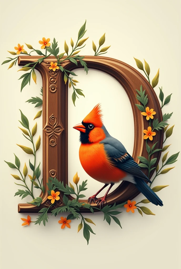 Decorate letter d with a bird