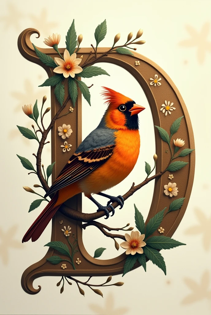Decorate letter d with a bird