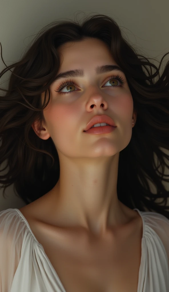 A Greek female face looks up