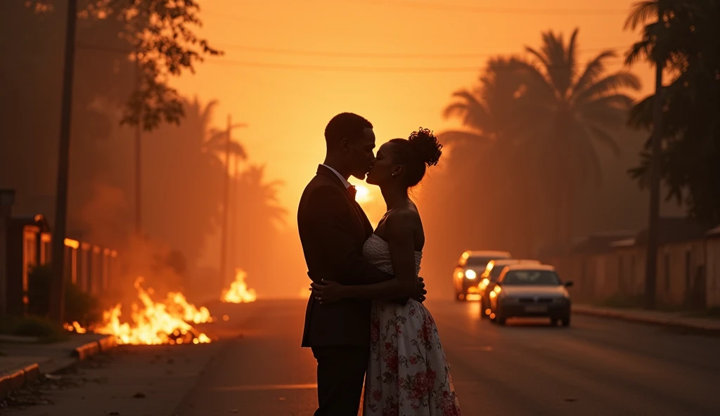 Abuja Capital Territory city in chaos(((fire); couples kissing in the streets
