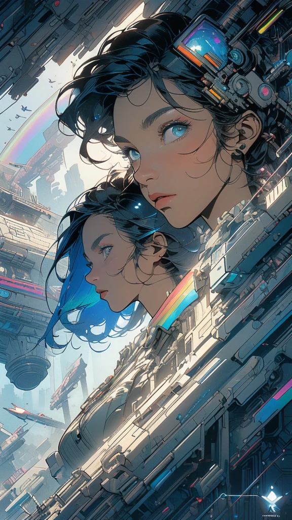 (((masterpiece, highest quality))),(((solo:1.2))),(((1girl:1.2))),32k wallpaper, very detailed, poster, vintage science fiction,(((((geometric cinematic movie poster))))), ((((bauhaus)))),(((abstract))),((((mid century modern)))),(((((portfolio))))),(((((Close-up))))),(((((bust up))))),((((more various angle)))),(((highlight))),(((complete. detailed face))),(((Extremely talented))),(((most complecated machine))),(((Overall colorfully))),((((((Absolutely simple background)))))),(((((detailed futuristic machine))))),(((Cleavage))),(((marvel super heroes))),(((rainbow color scheme))),(((Very detailed UI))),(((So many meters))),(((Perpetual Motion Machine)))