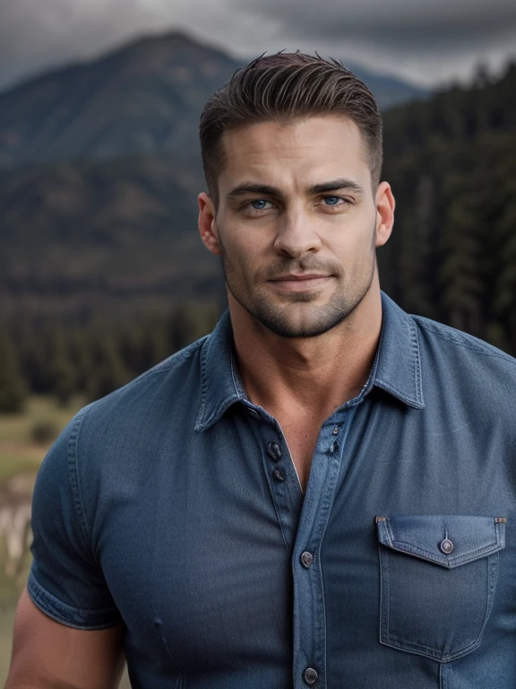 hair, portrait of a ruggedly handsome paladin, muscular, half body, masculine, mature, Retrato de un joven, Muscular very handsome and attractive spanis men, A 40 years old male, Retrato de un joven, Muscular, real, white shirt, night, rock city