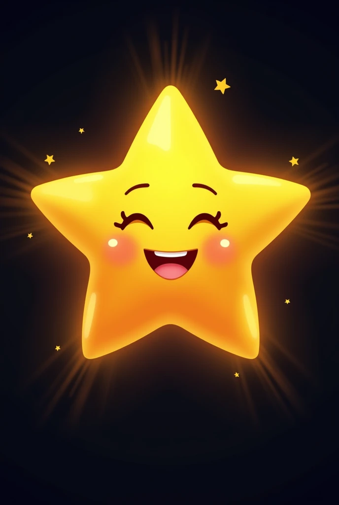 Make a bright star, the star has a smile face, clear image. 
