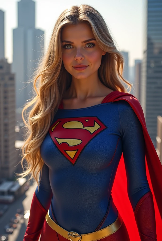AN INCREDIBLY SEXY, CUTE AND SHY SUPERGIRL. ABSURD 8K DETIALS AND TEXTURES. MASTERPIECE.