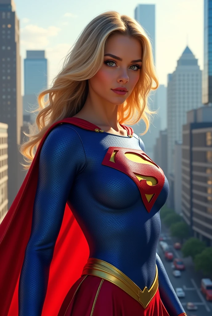 AN INCREDIBLY SEXY, CUTE AND SHY SUPERGIRL. ABSURD 8K DETIALS AND TEXTURES. MASTERPIECE.
