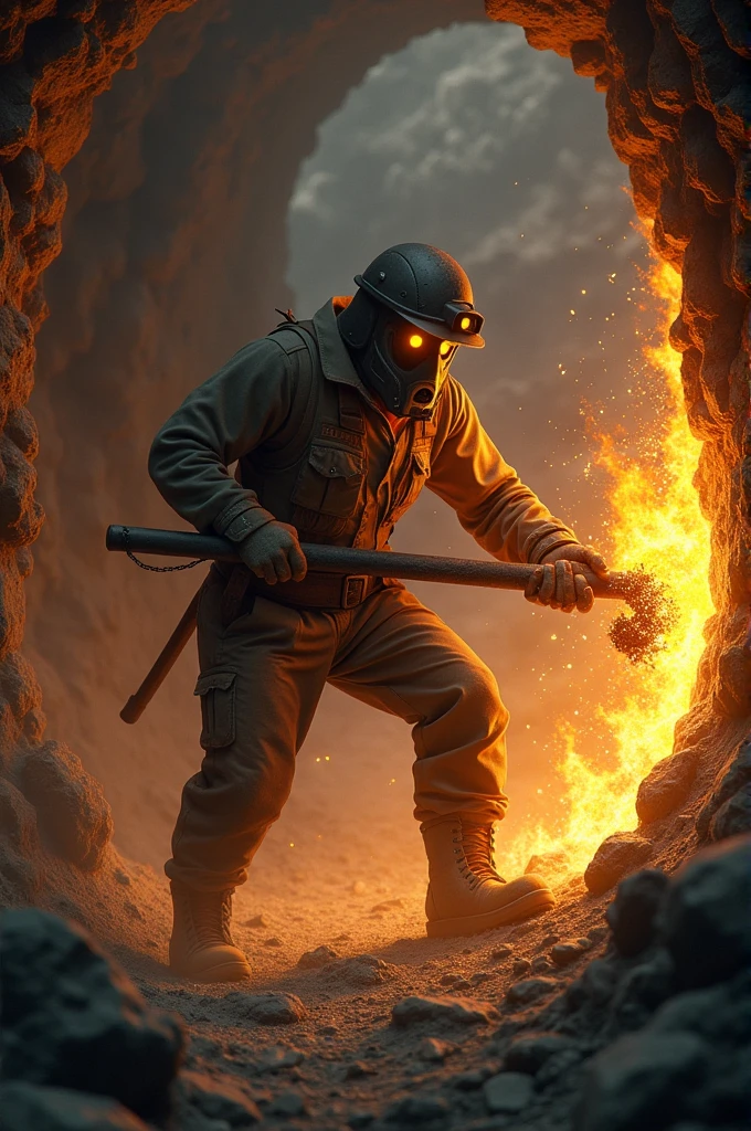 Mine with fire