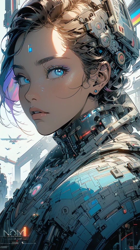 (((masterpiece, highest quality))),(((solo:1.2))),(((1girl:1.2))),32k wallpaper, very detailed, poster, vintage science fiction,(((((geometric cinematic movie poster))))), ((((bauhaus)))),(((abstract))),((((mid century modern)))),(((((portfolio))))),(((((Close-up))))),(((((bust up))))),((((more various angle)))),(((highlight))),(((complete. detailed face))),(((Extremely talented))),(((most complecated machine))),(((Overall colorfully))),((((((Absolutely simple background)))))),(((((detailed futuristic machine))))),(((Cleavage))),(((marvel super heroes))),(((rainbow color scheme))),(((Very detailed UI))),(((So many meters))),(((Perpetual Motion Machine)))