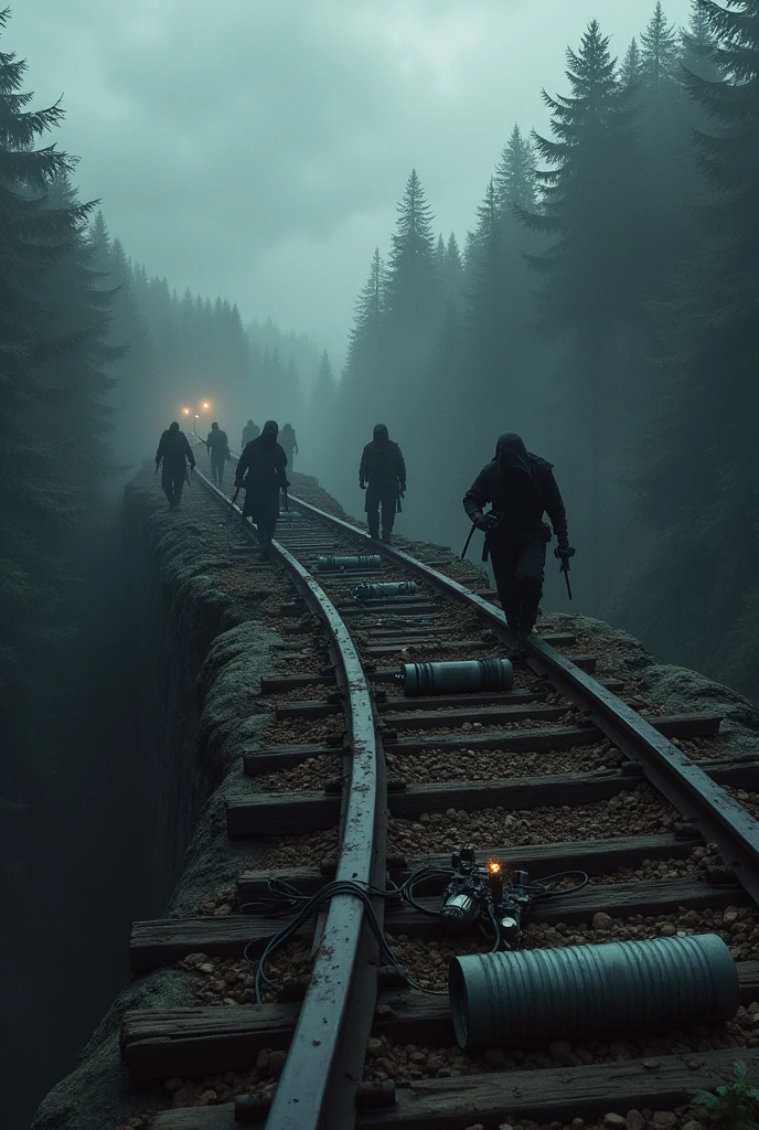 explosives on a railway bridge