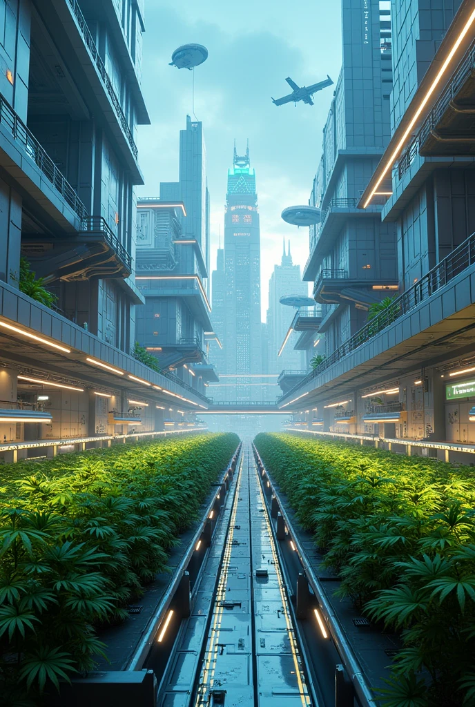 Large Futuristic Cannabis Factory Animated