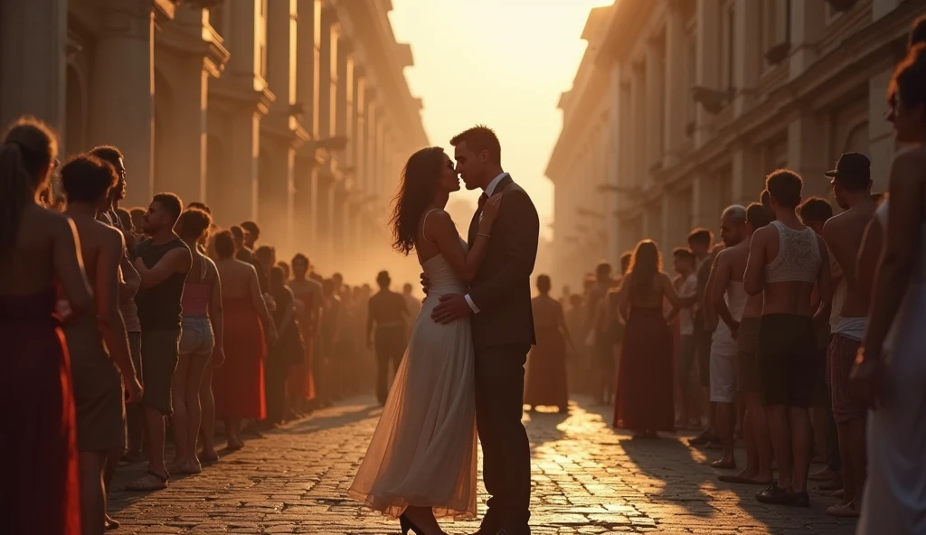 49 a.C Rome in chaos; couples kissing in the streets