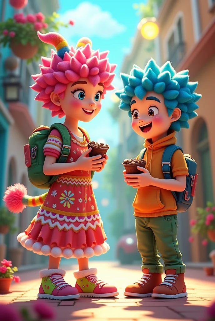Henry: A , bright and funny, wearing a colorful dress and a pair of chocolates. Neruwi: A lively and innovative ager, with some new things with the help of intelligence, such as new toys or gadgets.