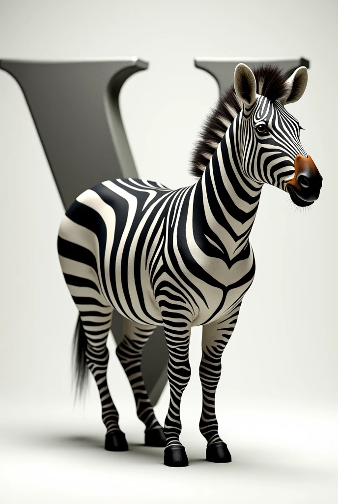 Decorate letter V with a realistic zebra