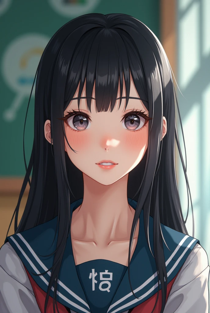 (masterpiece,best quality:1.4),(8K,RAW photos,Reality:1.4),Ultra-high resolution, ,(Radiant Skin:1.4),Delicate skin,Delicate face,Delicate eyes,(Beautiful shiny eyes:1.2),Symmetrical eyes,Detailed ears,one person,Natural Makeup,High school girl,(((Japanese Idol))),(Japanese Face Hole),Detailed background,vivid background,Beautiful and shiny hair,,((Average Teen Breasts)),,(Detailed Summer school uniforms for senior High school girl Japan),,((Pointed face)),Natural light,,(Very detailed ,Trendy designs for 2024,Online shopping,LUMINE® Marketplace,),Trendy hairstyles,Black_hair,long_hair,Upper Body,,(Detailed classroom of a girls&#39; high school,,Great location.),,Real life female students、、Casual pose