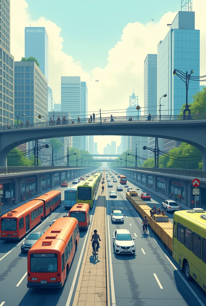 Generate me a transport engineering image that is not too bright: as ways
