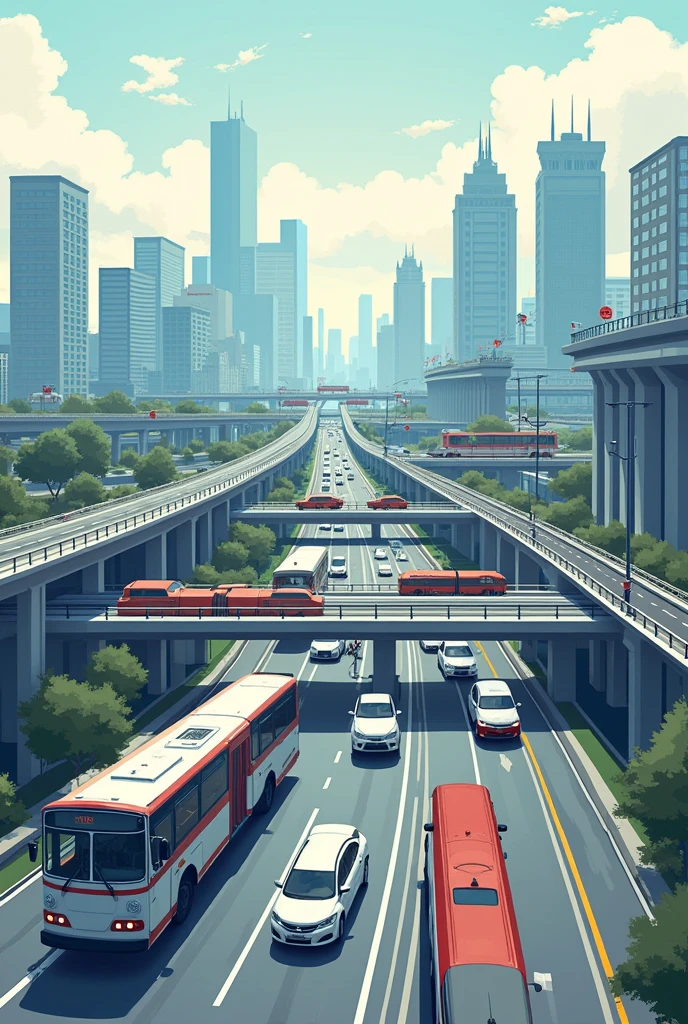 Generate me a transport engineering image that is not too bright: as ways