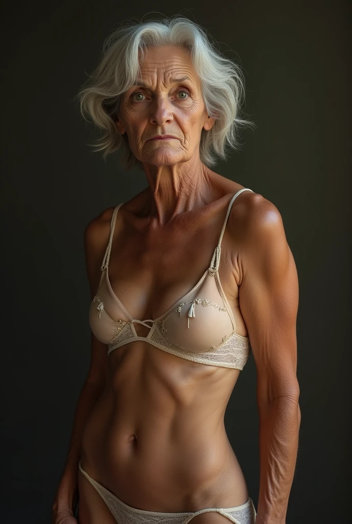 Busty and naked elderly woman