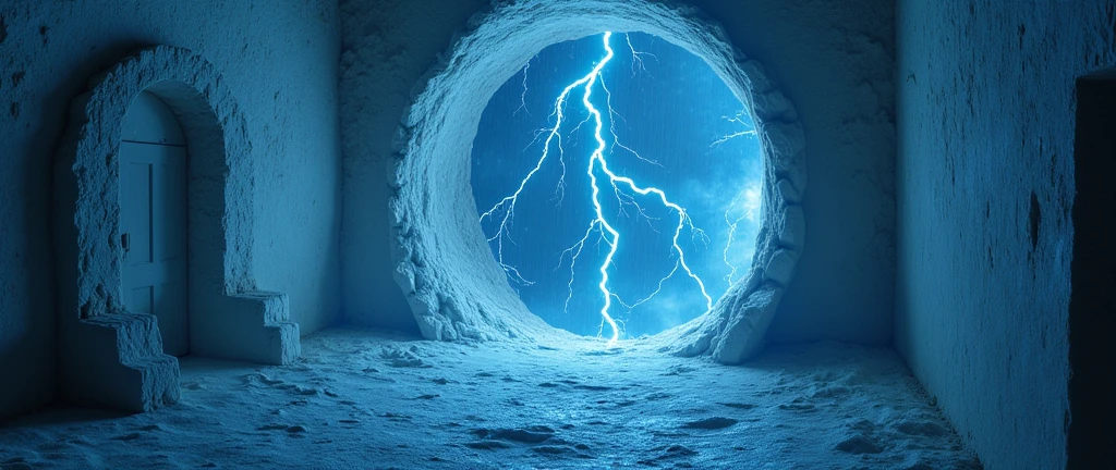 theme:(phoenics:1.4), A room whose walls appear to move and change shape when observed, detailed, A mind-blowing illusion, shining bird, realistic details, amazing quality, magical power, in lightning in storm,