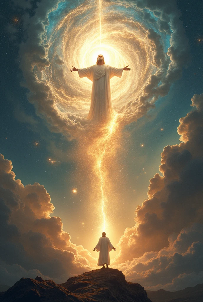Man floating and flying through the universe in a kind of extraordinary dream, in interstellar places, Sailing like a god to places humanity would never reach.