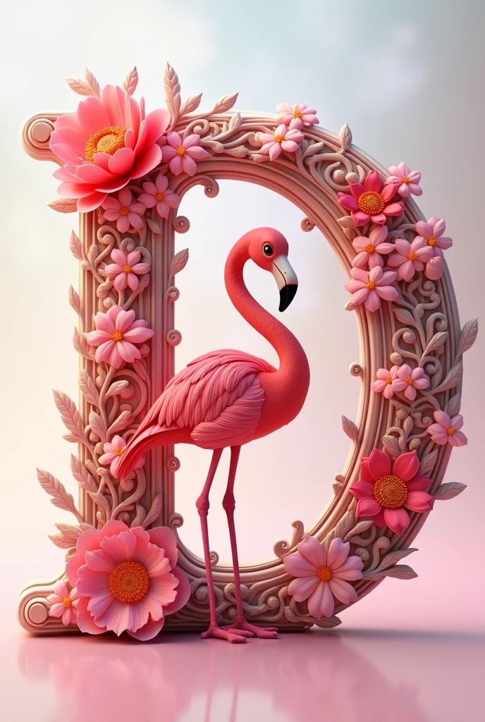 paperai, flamingo, portrait, front view, centered