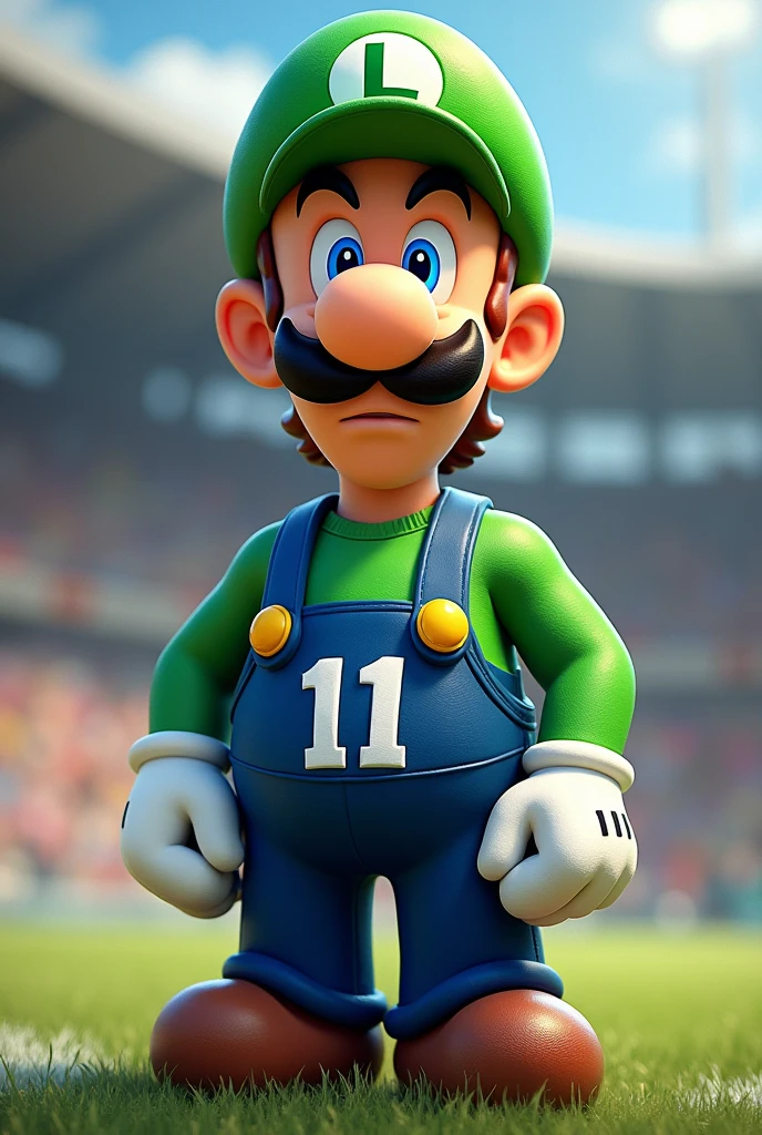 Luigi from Mario Bros. ,dressed as Jordy Cortizo from Rayados and on his shirt the number 11