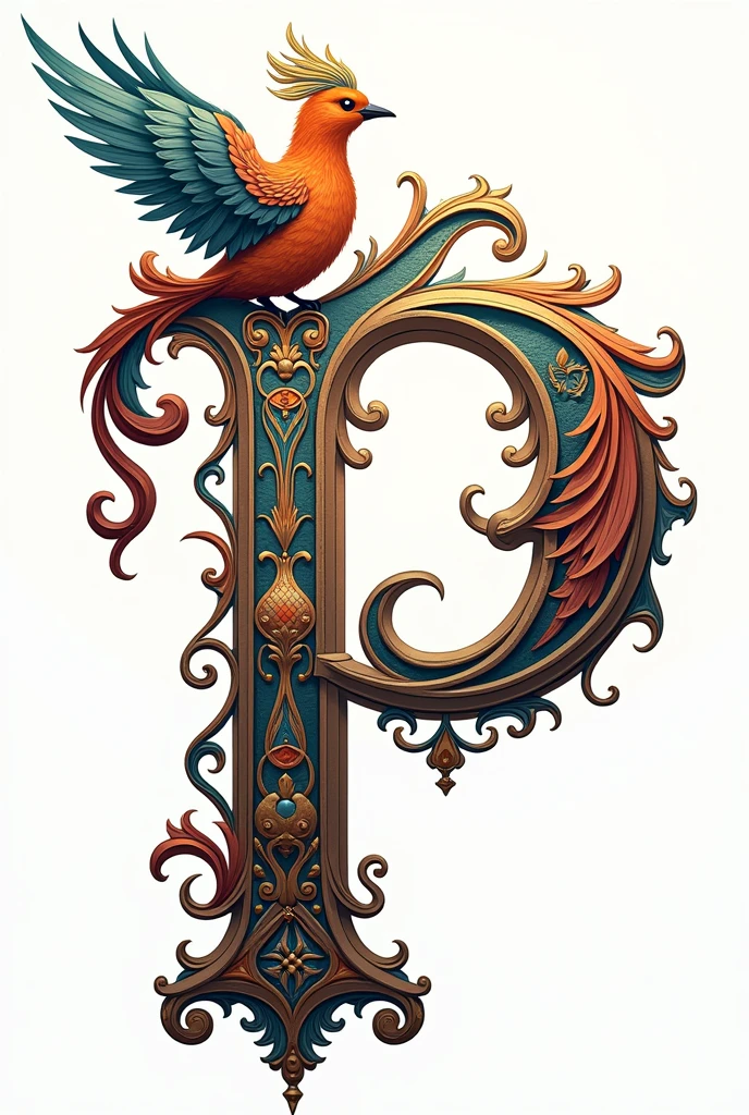 Decorate colorful letter P with an ave