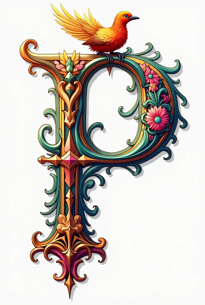 Decorate colorful letter P with an ave